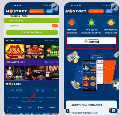 Android va iOS uchun Mostbet uz-ni yuklab oling