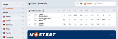 Sport garovlari: o'yinoldi va jonli garovlar